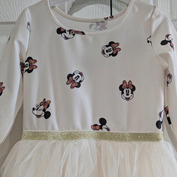 Disney Junior Minnie Mouse Girl's Tulle Dress Size 4T, Twirly Skirt, Long Sleeve - Picture 3 of 13
